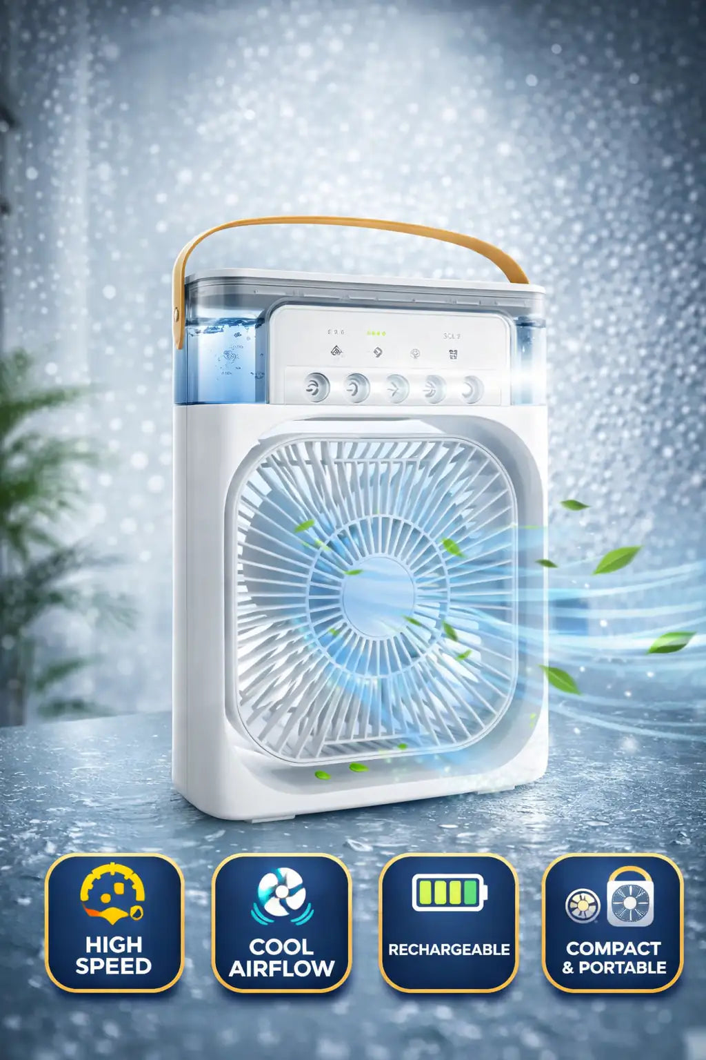 Portable Mini Air Cooler Fan – Rechargeable & Powerful