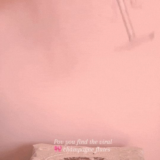 Pink Bow Glass Flutes